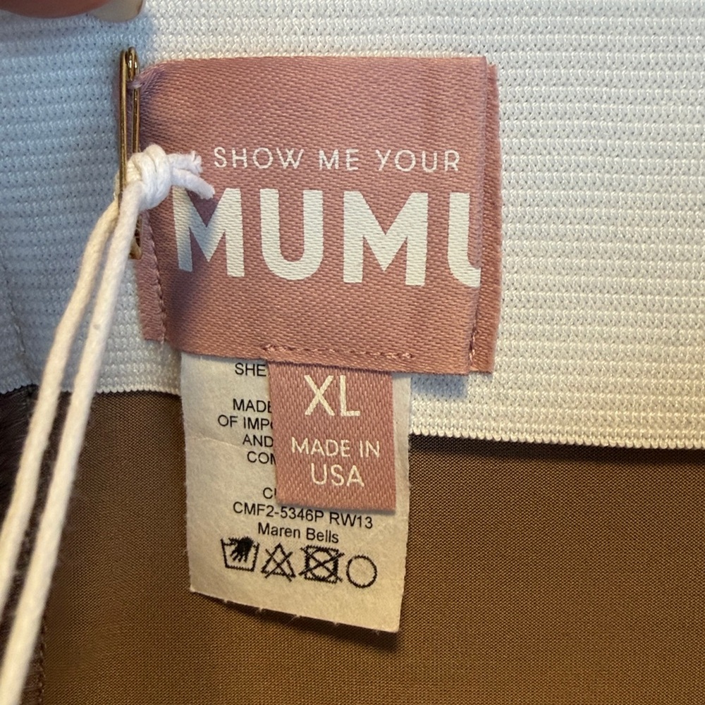 Show Me Your Mumu Maren Bells Flare Pants Tan & Blue Print XL – New With Tags - Picture 8 of 11
